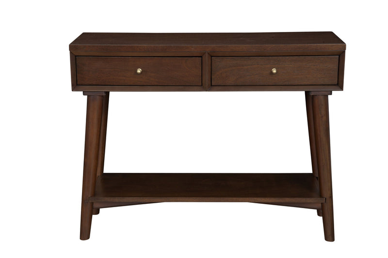 Solid And Manufactured Wood Floor Shelf Console Table With Storage With Storage - Brown