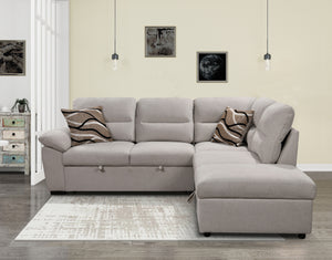 95'' Sectional Sofa with Ultra Soft Back Cushion,Sleeper Sectional Sofa with Pull Out Couch Bed and Storage Ottoman,Beige