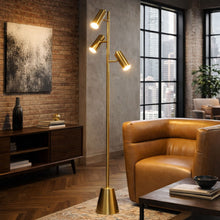 Load image into Gallery viewer, Lumina - Floor Lamp With Rotary Switch Triple Spots Cone Base - Gold
