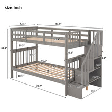 Load image into Gallery viewer, Stairway Twin-Over-Twin Bunk Bed with Storage and Guard Rail for Bedroom, Dorm, Gray color(OLD SKU :LP000109AAE)
