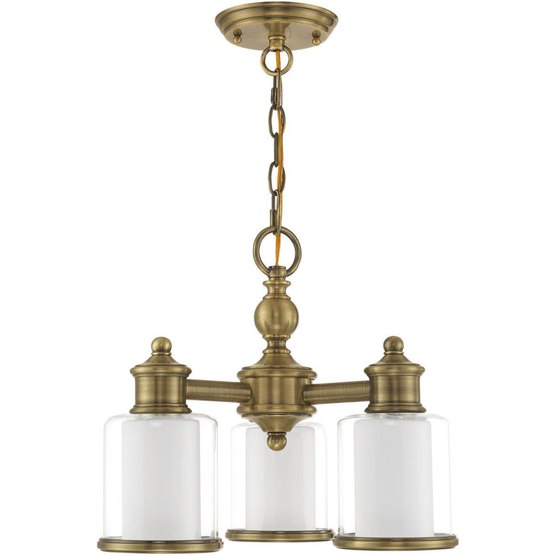 14'' Three Light Dimmable Chandelier With Shades - Antiqued Brass