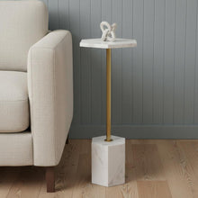 Load image into Gallery viewer, Marble Iron Hexagonal Pedestal End Table - White / Gold

