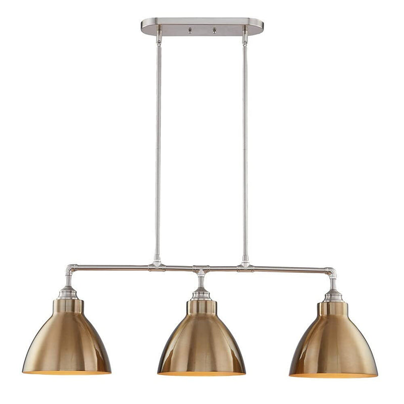 Kitchen Island Three Light Metal Dimmable Chandelier With Shades - Gold / Silver