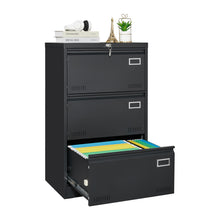 Load image into Gallery viewer, Filing Cabinet Lateral File Cabinet 3 Drawer, Locking Metal File Cabinets Three Drawer, Office Filing Cabinet With Lock Drawers For Home Office
