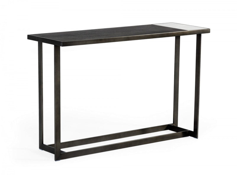 Asymmetrical Ceramic Console Table - Antiqued Bronze Gray