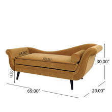 Load image into Gallery viewer, Auroral - Velvet Upholstered Chaise Lounge With Scrolled Arms And Tapered Legs
