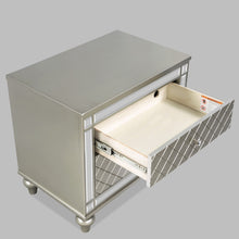 Load image into Gallery viewer, 2 Drawer Nightstand With Diamond Patterned Fronts - Silver
