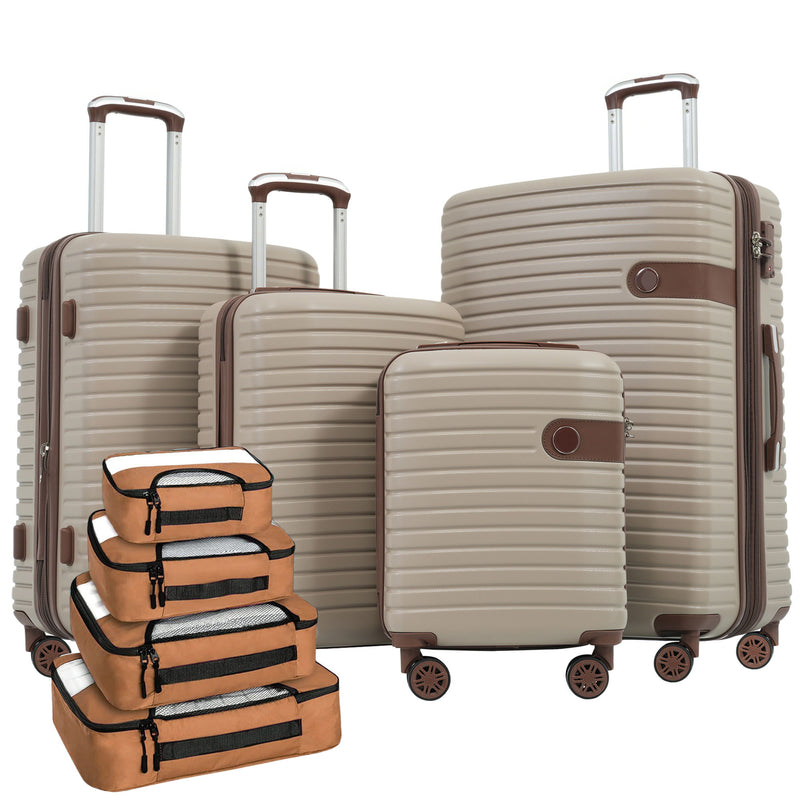 4 Piece Luggage Suitcase Set, Hard Shell Lightweight Expandable Travel Luggage With 4 Packing Cubes
