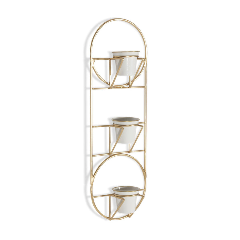 Oval Wall Planter - Gold / White