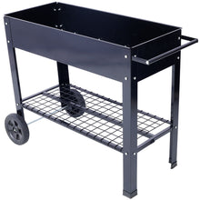 Load image into Gallery viewer, Elevated Mobile Raised Ergonomic Metal Planter Garden Bed With Wheels Powder Coated Steel - Black
