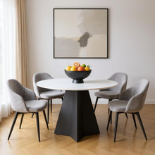 Load image into Gallery viewer, 48" Sintered Stone And Steel Pedestal Base Round Dining Table - White
