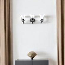 Load image into Gallery viewer, Three Light Glass Shade Wall Sconce - Matte Black
