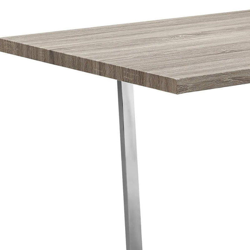 59" Solid Wood And Metal Sled Base Dining Table - Taupe