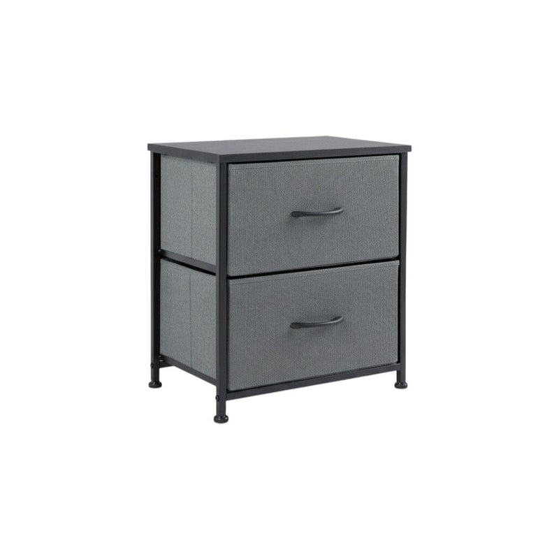 Fabric Metal And Wood Two Drawer Dresser (Set of 2) - Gray / Black