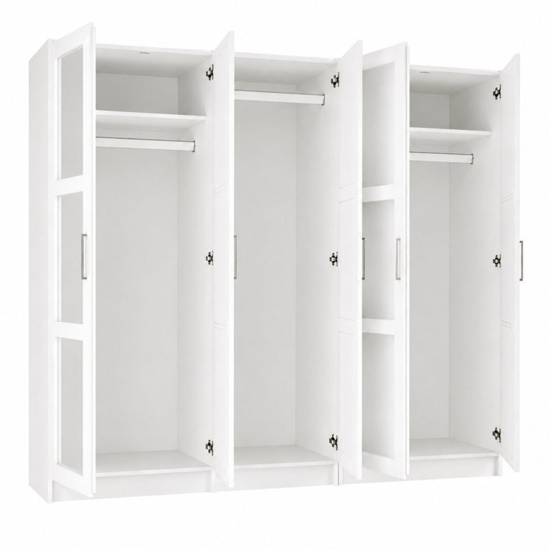 Solid Wood Mirrored Five Door Combo Dresser (765118) - White