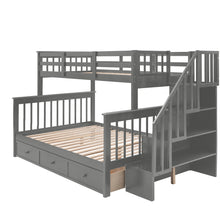 Load image into Gallery viewer, Stairway Twin-Over-Full Bunk Bed with Drawer, Storage and Guard Rail for Bedroom, Dorm, for Adults, Gray color(Old SKU: LP000219AAE)
