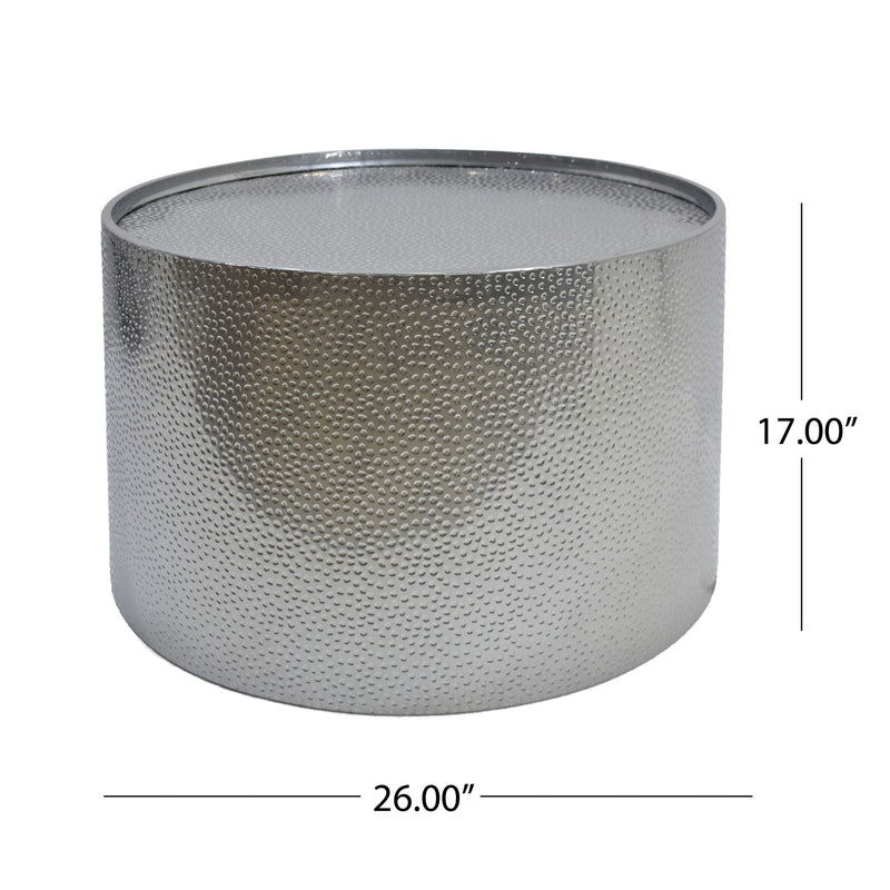 Braeburn - Handcrafted Round Coffee Table Hammered Surface