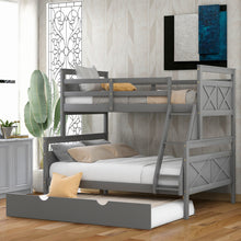 Load image into Gallery viewer, Twin over Full Bunk Bed with Ladder, Twin Size Trundle, Safety Guardrail, Gray(Old SKU:SM000208AAE-1)
