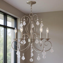 Load image into Gallery viewer, 26" Five Light Dimmable Chandelier With Shades - Nickel
