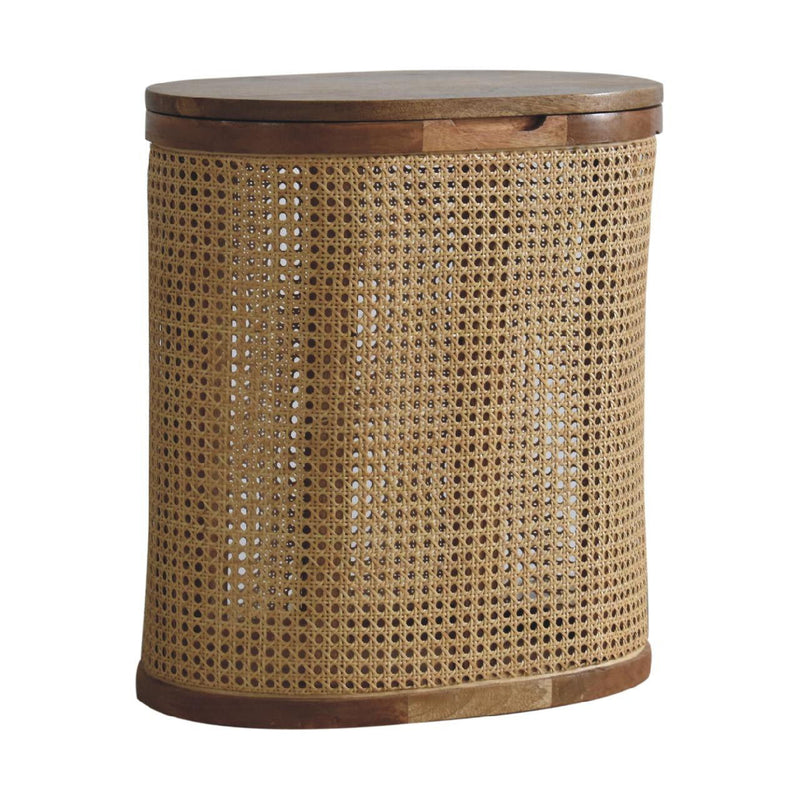 Solid Wood Round Storage Ottoman - Brown