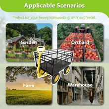 Load image into Gallery viewer, Steel Garden Cart, Heavy Duty 1400 Lbs Capacity, With Removable Mesh Sides To Convert Into Flatbed, Utility Metal Wagon With 2-In-1 Handle And 16 In Tires, Perfect For Garden, Farm, Yard - Black
