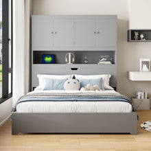 Load image into Gallery viewer, Platform Bed With USB, Storage Headboard &amp; Drawers
