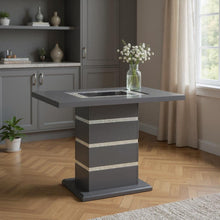 Load image into Gallery viewer, 47" Glass Faux Crystal And Wood Square Bar Table - Gray
