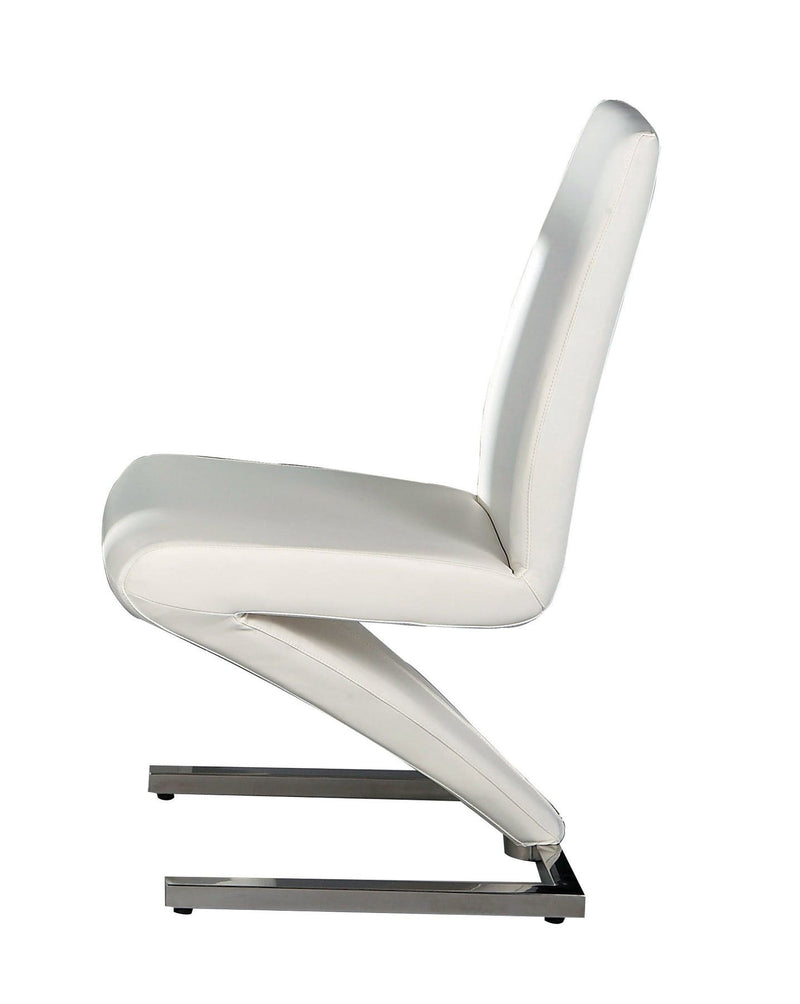 Slipcovered Upholstered Faux Leather Dining Side Chairs (Set of 2) - White / Silver