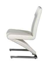 Load image into Gallery viewer, Slipcovered Upholstered Faux Leather Dining Side Chairs (Set of 2) - White / Silver
