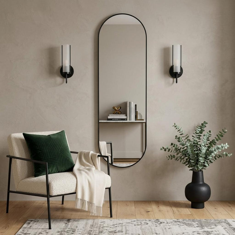 Aluminum Oval Framed Full Length Hanging Mirror - Black