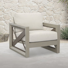 Load image into Gallery viewer, Outdoor Patio Beveled Panels Arm Chair - Modern Geometric Pattern, Rust Resistant
