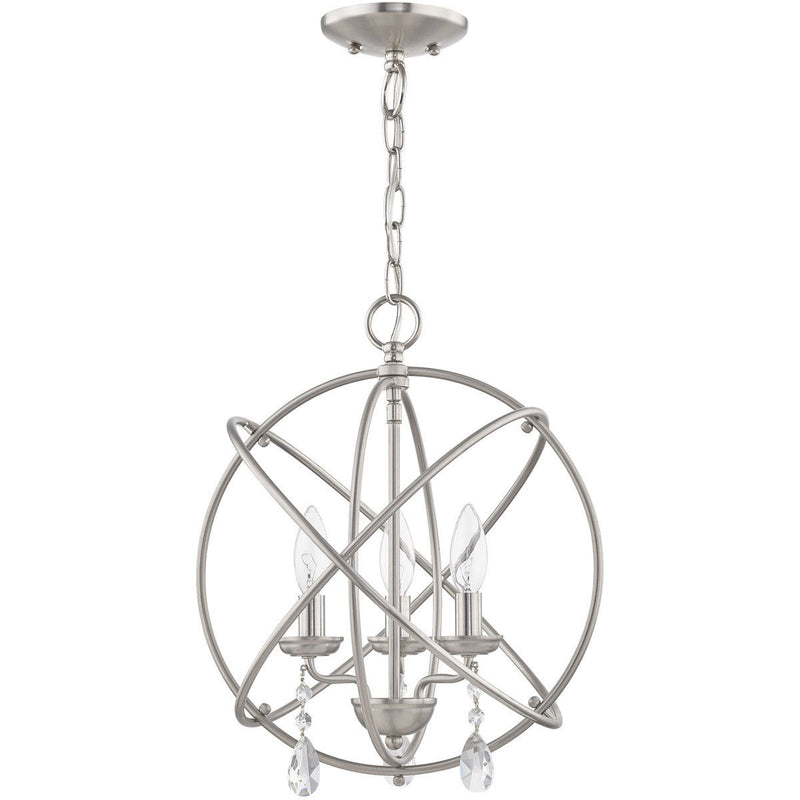 17" Three-Light Dimmable Chandelier With Shades - Nickel