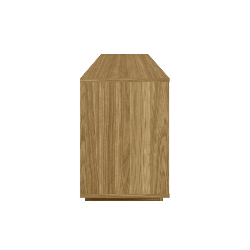 Ribbed Texture Wood Enclosed Open Storage TV Stand - Oak / White