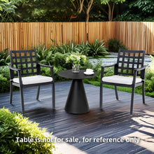 Load image into Gallery viewer, Modern Classic Cast Outdoor Patio Dining Chairs, Ergonomic Lattice Backrest Design, Sunbrella Cushion, Weather Resistant And Durable (Set of 2) - Ember Black
