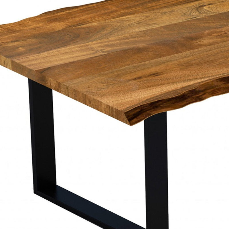 63" Solid Wood Sled Base Dining Table - Brown / Black