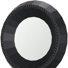 Load image into Gallery viewer, 30" Solid Faceted And Beaded Round Framed Accent Mirror - Black
