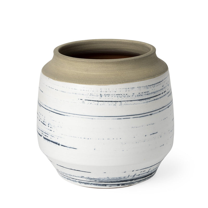 Abstract Cylinder Table Vase - White / Blue / Sand