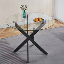 Load image into Gallery viewer, Dining Table With Cross Metal Leg And Tempered Glass, Modern Space Saving Kitchen Table For Living Room
