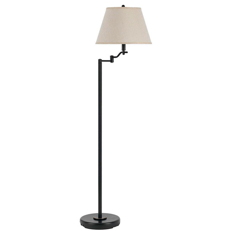 60" Swing Arm Floor Lamp With Beige Empire Shade - Bronze