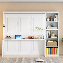 Load image into Gallery viewer, Sturdy Murphy Bed With Desk And Bookshelf
