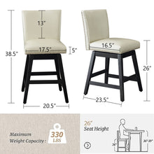 Load image into Gallery viewer, Upholstered Swivel Bar Stools High Back (Set of 2) - Cream White
