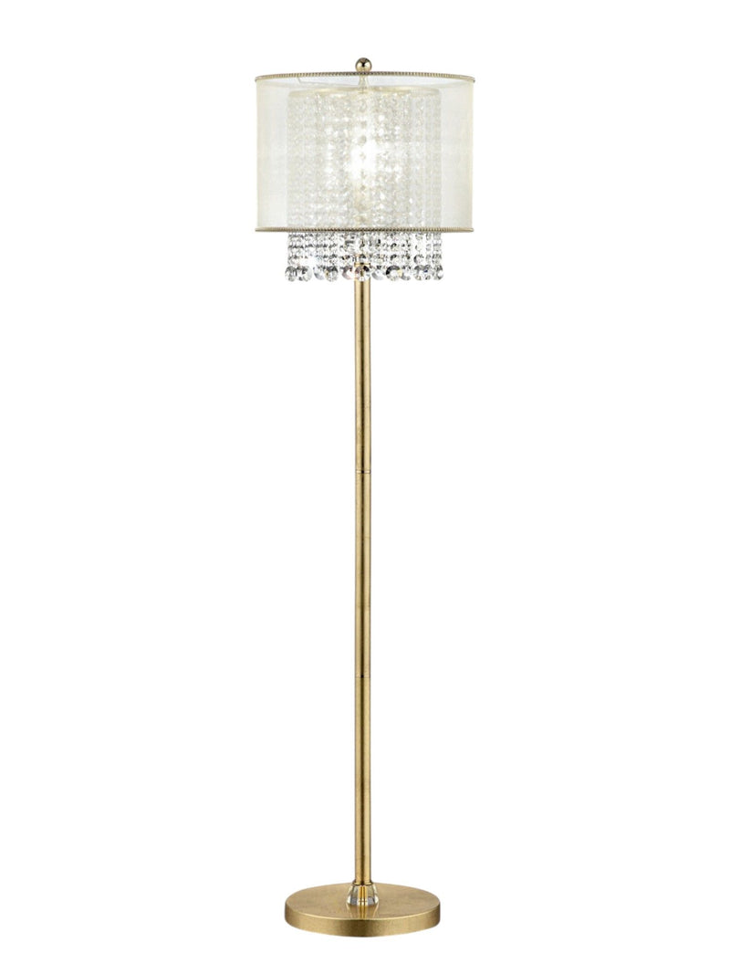 Novelty Floor Lamp With White Drum Shade - Gold