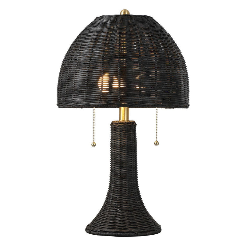 Round Bedside Lamp With Dome Shade - Black