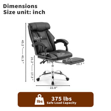 Load image into Gallery viewer, Executive Office Chair With Foot Rest, Adjustable Height - Black
