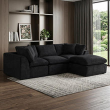 Load image into Gallery viewer, Chenille Modular Sofa Chaise With Ottoman Toss Pillows (725210) - Black
