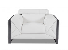 Load image into Gallery viewer, Mod Winter Leather And Chrome Deco Accent Chair - White
