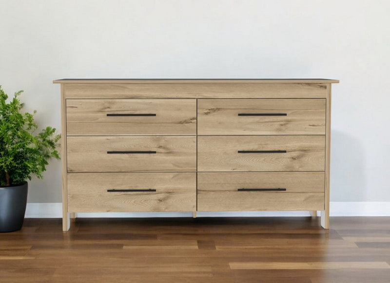 Four Drawer Double Dresser - Light Oak / White