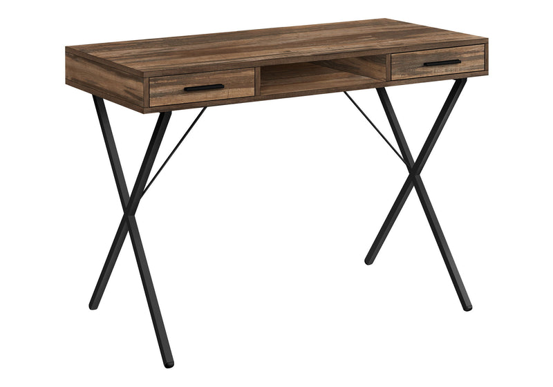 42" Wood And Metal x-Shape Computer Desk With Two Drawers - Brown And Black