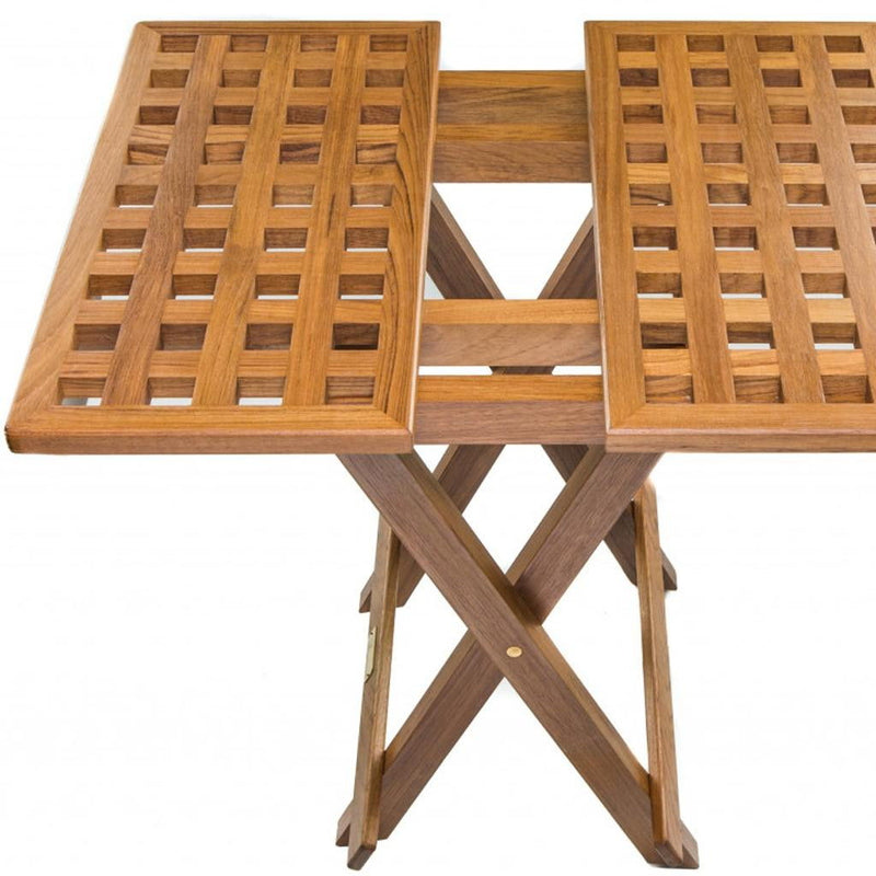 Solid Teak Wood Square Indoor Outdoor Folding End Table - Brown