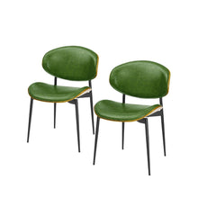 Load image into Gallery viewer, Upholstered Faux Leather Curved Back Dining Side Chairs (Set of 2) - Green
